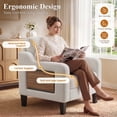 thumbnail image 5 of EOP Modern Comfy Armchair, Linen Fabric Accent Chair with Side Pockets, Living Room Chair with Foldable Table, Upholstered Reading Chair for Bedroom, Beige, 5 of 11