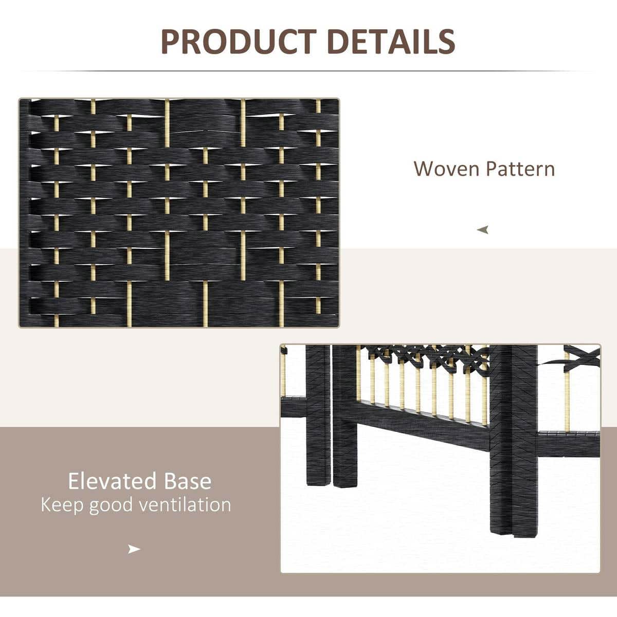 Spaco 4 Panel 5.6 FT Tall Room Divider, Folding Screen for Indoor as Living Room, Bedroom, Black
