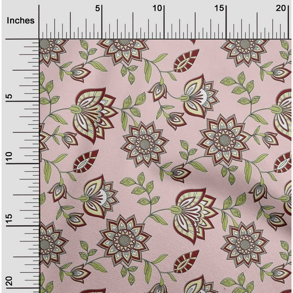 oneOone Viscose Chiffon Rose Pink Fabric Mandala & Floral Quilting Supplies Print Sewing Fabric By The Yard 42 Inch Wide