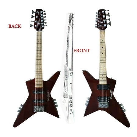 4 String short scale bass/ 6 string Travel guitar Mini (Right Bass/Right Guitar) All levels (brown)