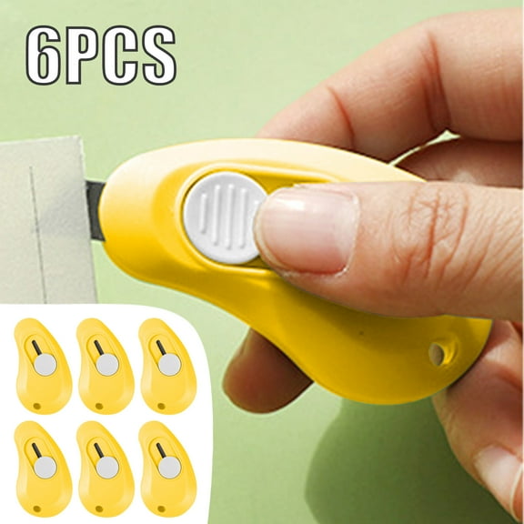 Stationery set Egg Shaped Utility Knife Retractable Portable Mini Knife For Wrapping Envelopes Letterbox Cutter With Keychain Holes 6Pack