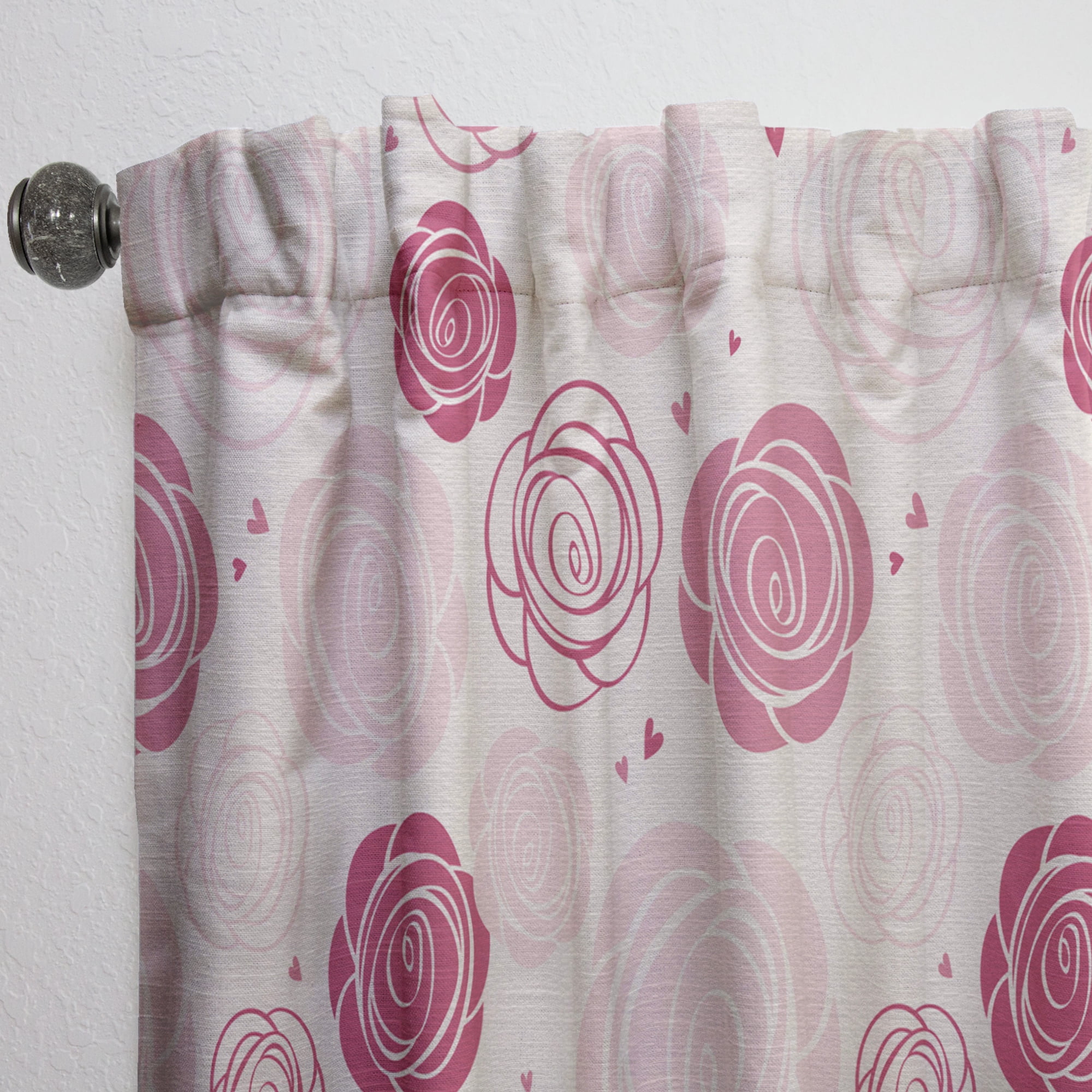 Designart 'Roses Retro Pattern' Mid-Century Modern Curtain Panel