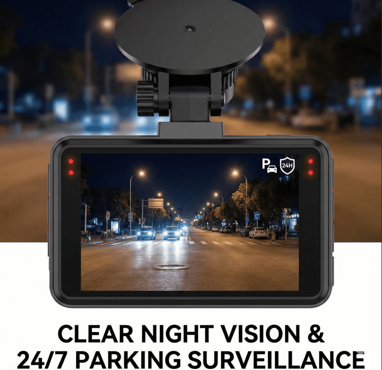 4K Dash Cam Pro – Ultra HD Recording with Front/Rear Cameras, Night Vision, and 24/7 Monitoring