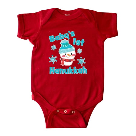 

Inktastic Baby s 1st Hanukkah with cute Snowman and Snowflakes Gift Baby Boy or Baby Girl Bodysuit