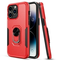 Elegant Choise Phone Case with Ring Stand for iPhone 14 Pro Max/14 Pro/14 Plus/14 Shockproof Armor Cover, Red