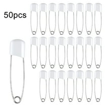 TUWAFE 50pcs Stainless Steel Safety Pins Baby Safety Plastic Head Cloth Safety Pins with Lock
