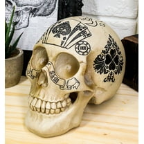 Ebros Gothic Gambling Casino Royale Poker Cards Royal Flush Skull Figurine