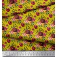 thumbnail image 3 of Soimoi Yellow Cotton Duck Fabric Leaves & Ranunculus Floral Print Sewing Fabric Yard 42 Inch Wide, 3 of 3