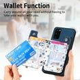 thumbnail image 3 of Allytech Wallet Case for Samsung Galaxy A21S, Upgrade RFID Blocking Floral Pattern Case for Girls Women Cards Holder Zipper Pocket Stand Slim Fit Phone Case for Galaxy A21S - Blue, 3 of 9