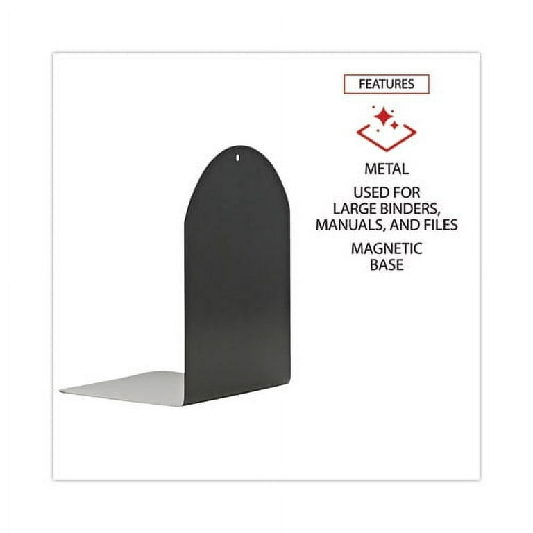Magnetic Bookends, 6 x 5 x 7, Metal, Black, 1 Pair Magnetic Bookends, 6 x 5 x 7, Metal, Black, 1 Pair