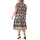 thumbnail image 4 of Vestido midi A línea de verano casual bohemio de flores con cuello en V y mangas cortas para mujer de tallas grandes Agnes Orinda 1X negro, 4 of 8