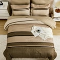 thumbnail image 3 of 7 Pieces Comforter Set Queen Size, Brown Striped Bed in a Bag Comforter and Sheet Set, Bohemian Soft Lightweight Micorfiber Bedding Set for All Season (90"×90"), 3 of 8
