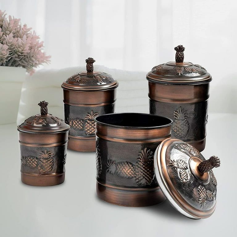 nu steel Pineapple Antique Copper Stainless Steel 4pc Canister Set