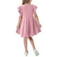 thumbnail image 4 of Fatuov Kids Girls Summer Dress Crew Neck Midi A-Line Casual Dress Solid Color Short Sleeve Play Dress Pink, Sizes 11 Years, 4 of 4