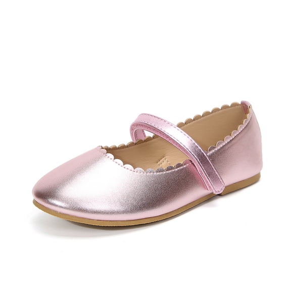 Rexoro Girls Mary Jane Shoes Shiny Patent Hook and Loop Ballet Flats with Flower Cutouts for Little/Big Kids School Party Dress Wear