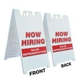 thumbnail image 2 of A-frame Sidewalk Now Hiring Sales Representatives 24" x 36" Double Sided A-Frame Sidewalk Sign, Includes 2 Plastic Inserts | Foldable Portable White Signicade Sandwich Board Signs, 2 of 5