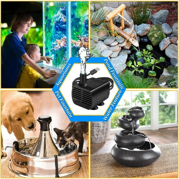 Specollect 5V Mini Submersible Water Pump, Small Fountain Pump for Pond, Aquariums, Fish Tank, Tabletop Fountain, Pet Fountain, Indoor or Outdoor Fountain