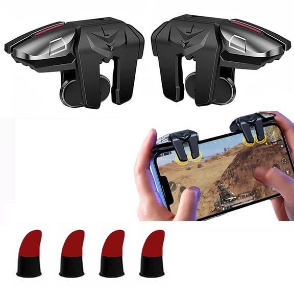 PUBG Gaming Controller & Triggers Physics 4 Buttons with 4 Sensitive Fiber Fingers for Mobile Game Knives out/ Breakout