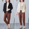thumbnail image 4 of Fall Spring Suit Coat Turn-down Collar Loose Long Sleeves Pure Color Double Buttons Cardigan Casual Daily Wear Jacket, 4 of 8