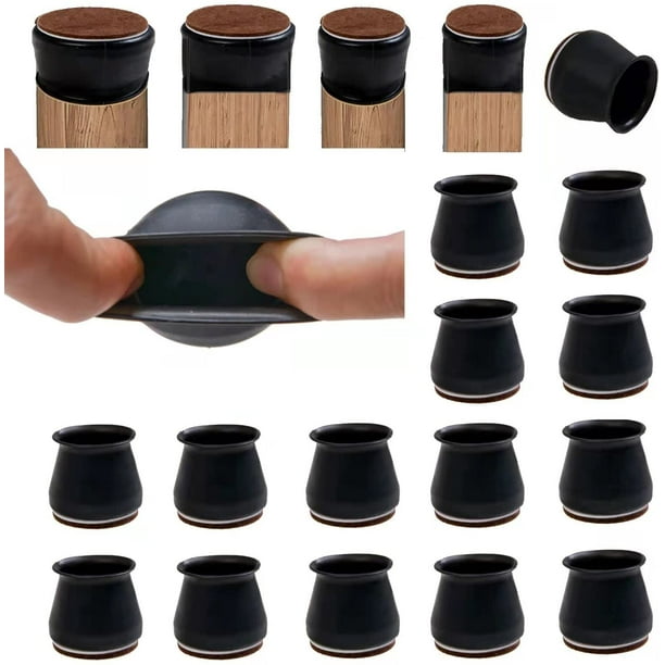 32 Pcs Chair Leg Protectors for Hardwood Floors,Black Silicone Felt