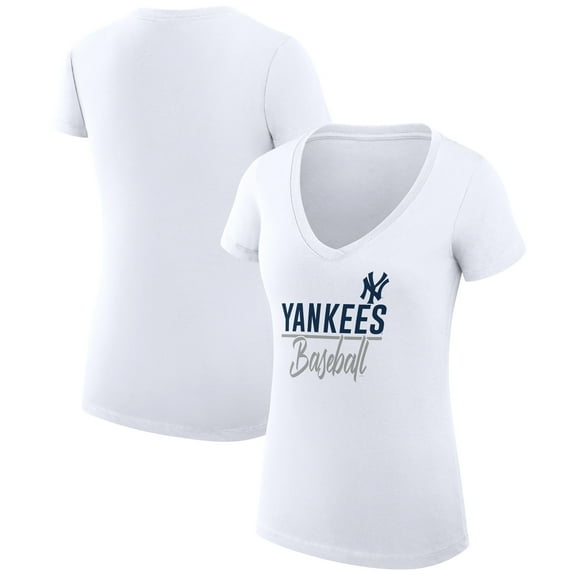 Women's G-III 4Her by Carl Banks  White New York Yankees Team Graphic V-Neck Fitted T-Shirt