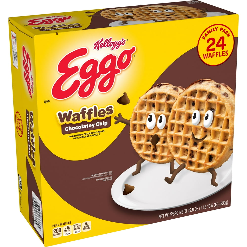 Eggo Frozen Waffles, Chocolatey Chip, Family Pack, Easy Breakfast, 24ct