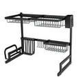 thumbnail image 6 of 2 Tier Dish Drying Rack Over Sink Stainless Steel Drain Rack Kitchen Supplies Storage Multifunctional Tableware Drainer Organizer Kitchen Organizer Storage Space Saver, 6 of 7