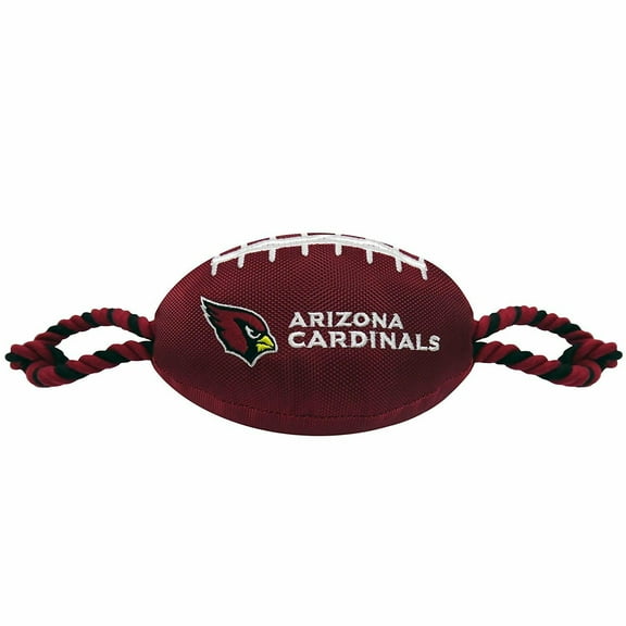 Pets First NFL Arizona Cardinals Strong, Durable, Chewable Pet Dog Football Toy with inner SQUEAKER & Side Ropes. Available in 32 NFL TEAMS. - Officialy Licensed