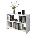 thumbnail image 3 of Northfield Console Three-Tier Bookcase in White Faux Marble Wood Finish, 3 of 5