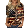 thumbnail image 2 of Cavosen USA Flag Shirts for Women Patriotic 3/4 Sleeve Round Neck Shirts American Flag Print Shirts Lady XL Independence Day Casual Tops Funny 4th of July Tunic Tees 2025 Patriotic Blouses, 2 of 5