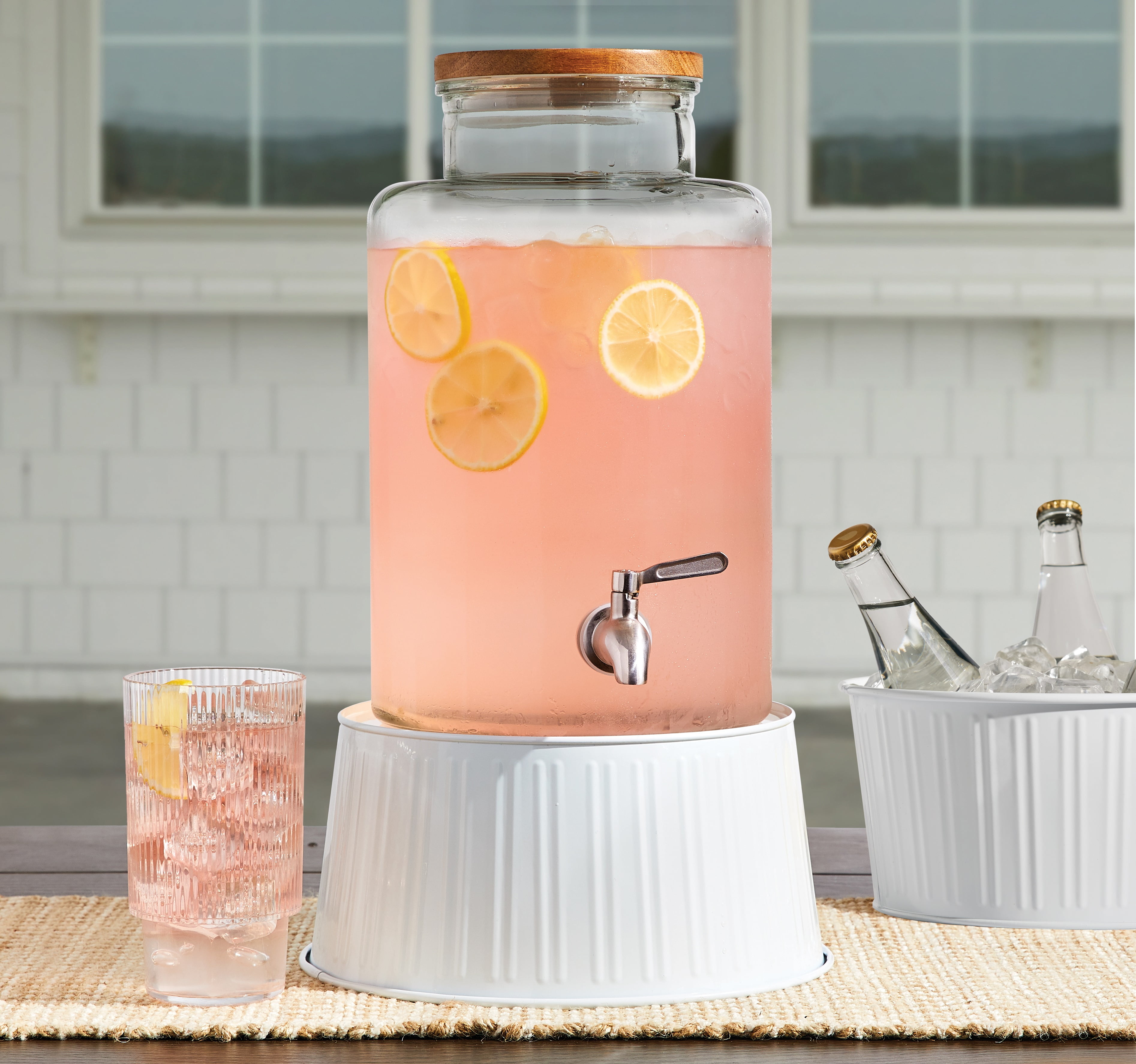 5L Citrus Glass Beverage Bar Wine Drink Dispenser Jar Dining barbecues Parties 