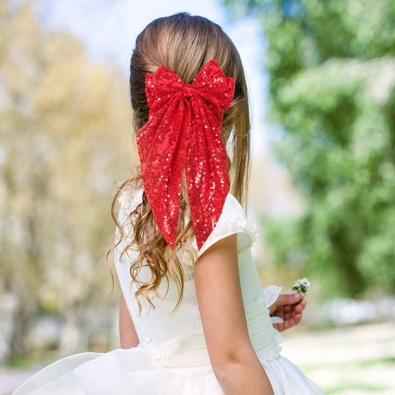 Supvox Red Oversized Cheer Hair Bows for Special Occasions 2Pcs