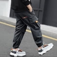 thumbnail image 3 of Rolanko Boys' Cargo Pants Casual Kids Joggers Elastic Waist Outdoor Hiking Baggy Trousers 4-14 Years, 3 of 5