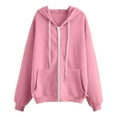 thumbnail image 4 of Stichou Zip Up Hoodie Women Oversized Fall Fashion Long Sleeve Winter Hooded Sweatshirts Casual Y2K Jacket 2025 Winter Clothes Pink L, 4 of 8