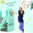 thumbnail image 5 of Arlopu Kids Slide PlaySet w/ Basketball Hoop & Ball, Storage Space, Non-Slip Steps, Indoor Outdoor Toy for Toddlers 2+ Years, Green, 5 of 10
