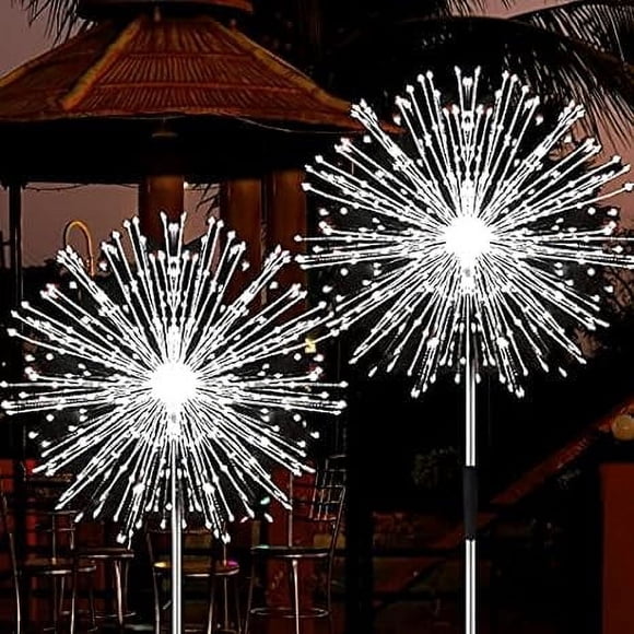 Luces solares para fuegos artificiales JjGoo, paquete de 2, 120 LED IP65, impermeables