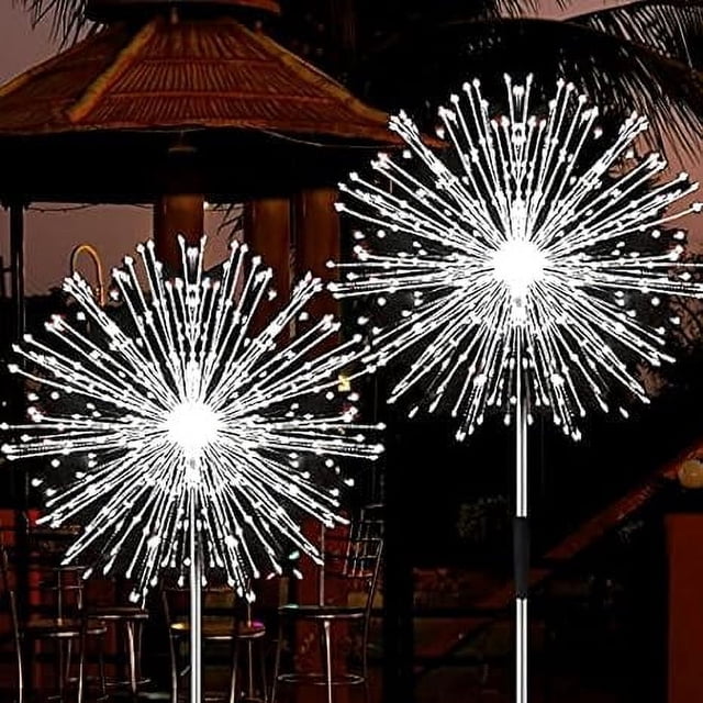 Luces de Fuegos Artificiales Solares JJGoo 2 Paquetes 135 LEDs Impermeables