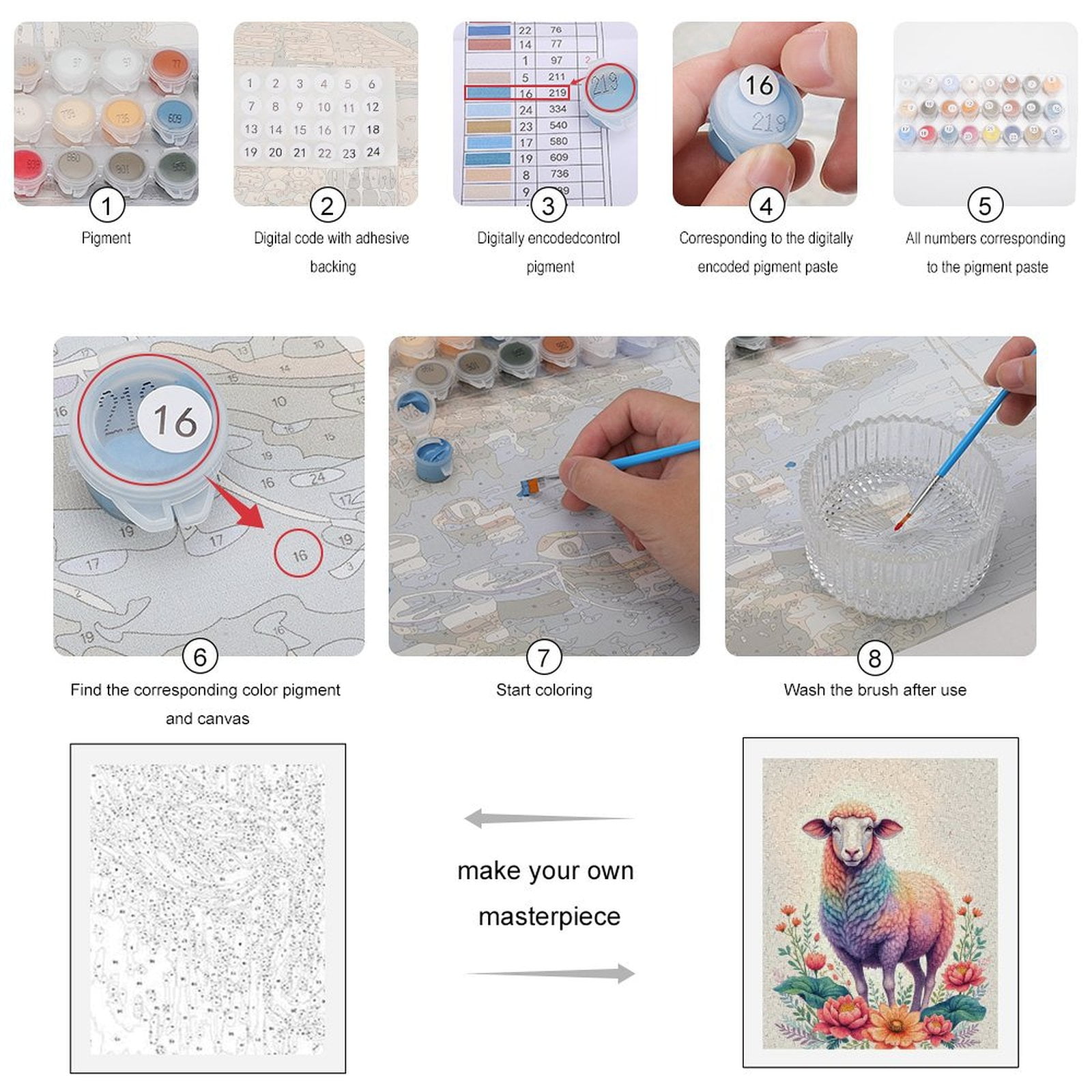 Paint By Numbers Kit for Adults Beginner - Rainbow Sheep Blossoms Art DIY Canvas Painting Kits for Adults, Frameless Paint By Number for Adults for Home Wall Decor 16x20 Inch