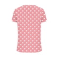 thumbnail image 5 of YeJammarp Cotton V Neck T Shirts Womens Loose Fit Elegant Retro Polka Dots Print Short Sleeve Casual Summer Tops (X-Large, Pink 01), 5 of 5