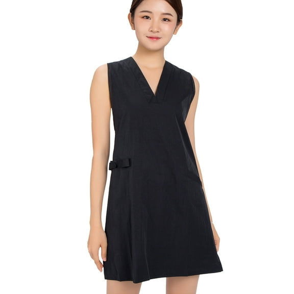 Shuliwen V-Neck Hair Stylist Apron with Pockets - Black