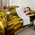 thumbnail image 4 of Castle Fairy Vintage Cube Tunnel Bed Sheets 4-Piece,Bohemian Block Full Size Sheets,Gold Black,1 Flat Sheet, 1 Fitted Sheet and 2 Pillowcases, 4 of 7