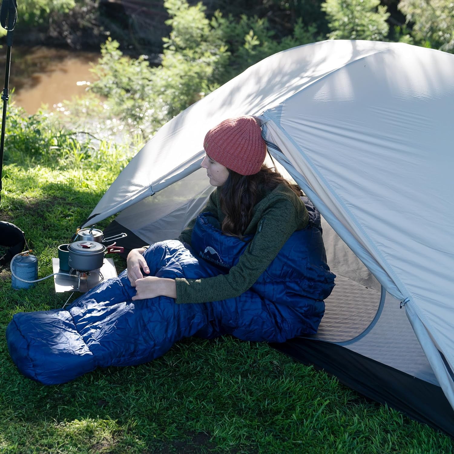 Sleeping Bags for Adults, 23-39℉ Mummy Backpacking Sleeping Bag, 0 Degree Lightweight Sleeping Bag Warm for Camping, Hiking (Navy, Medium)