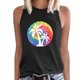 thumbnail image 1 of Gibobby Mujeres Casual Cocotero Impresión Mangas Cuello Redondo Camiseta Suelta Blusa Tops(Negro,G), 1 of 4