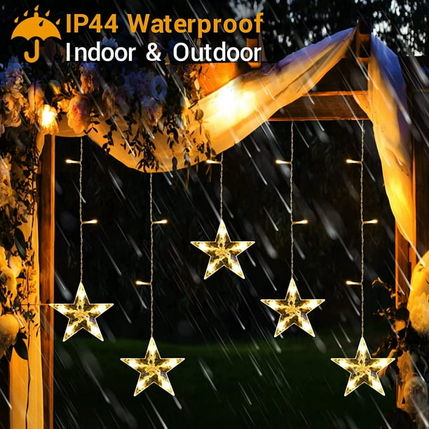 Rideau lumineux LED 16 étoiles IP44 guirlande lumineuse maisons