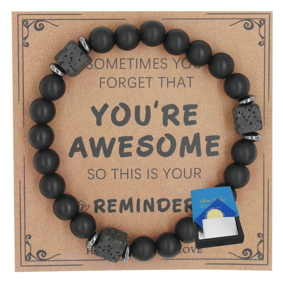 Beaded Bracelets Unisex, Inspirational Lava Stone Stretch Black Bracelet for Men Woman, Anxiety Healing Gifts for Valentines Dastic crystal bracelet Valentine's Day birthday, unique gift and surprise