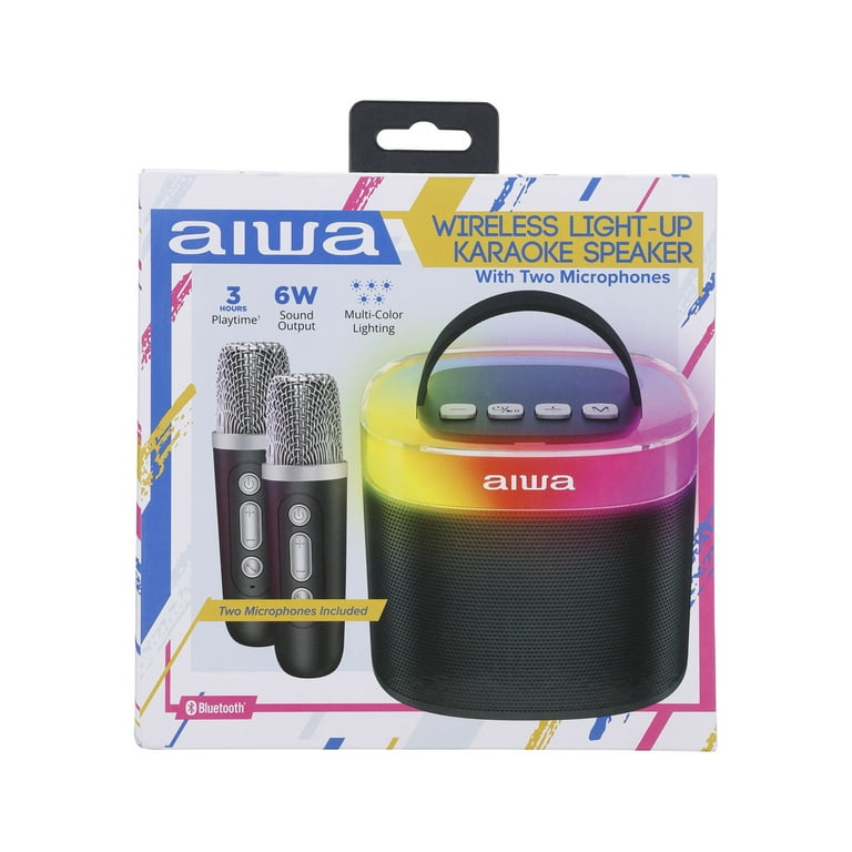 Aiwa Light up Wireless Karaoke Speaker, Black, AI6029-BLK