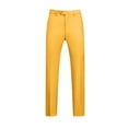 thumbnail image 1 of Pantalones de traje casuales con bolsillos y botones de color liso para hombre, 1 of 3