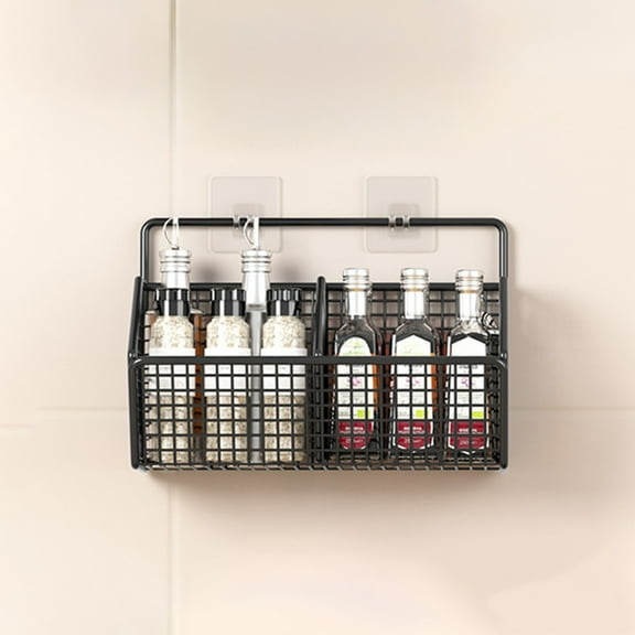 ZSBCMY Hanging Basket Kitchen Shelf, Wall Mounted Spice Organizer, Multi-Functional Kitchen Storage, Sturdy ABS Material, Efficient Space Saver for Cooking Essentials