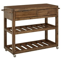 HomeFare 2 Drawer 2 Shelf Rolling Kitchen Island Cart Brown