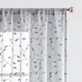 thumbnail image 5 of Fragrantex Spring Leaf Embroidery Sheer Grey Curtains 63" Length for Living Room Botanical Vine Pattern Window Sheers for Bedroom/Kids Room Rod Pocket Curtains&Drapes 2 Panels,W38xL63, 5 of 7